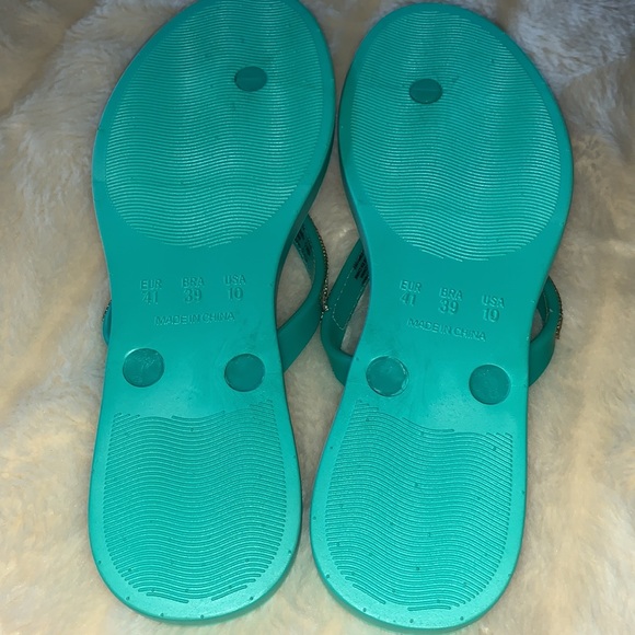 Green sparkly flip flops sandals size 9.5 or 10 - Picture 5 of 8